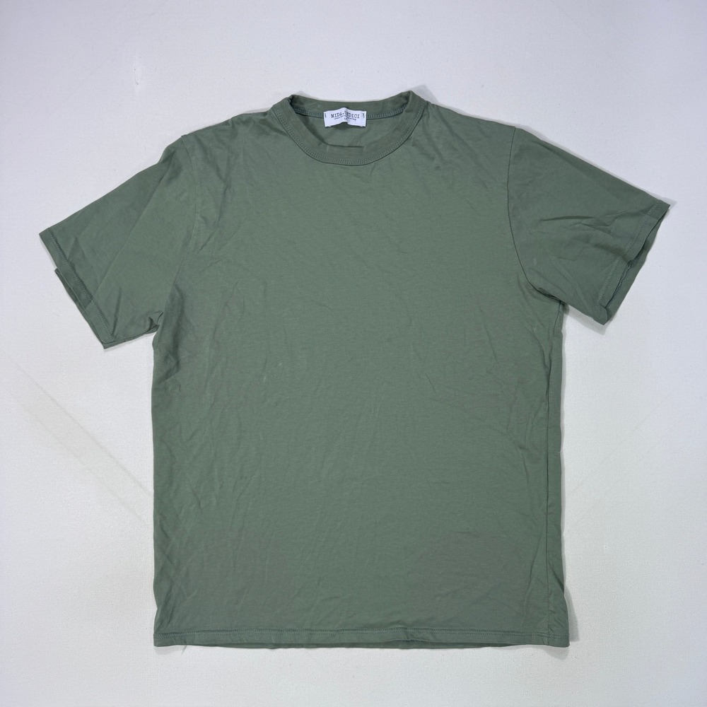 Mida Undici Mens Large Green Crew Neck T-Shirt Made In Italy Cotton Minimalist